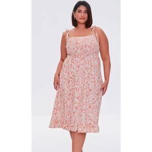 Forever 21 Plus 3x Floral Sleeveless Smocked Dress